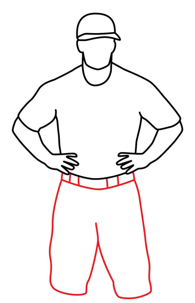 How to draw the pants of softball coach