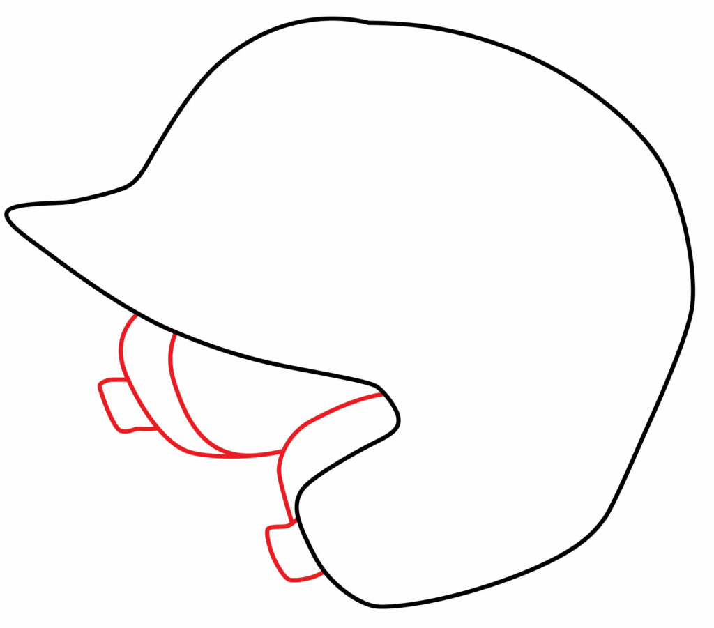 How to draw the jaw guard of the softball helmet