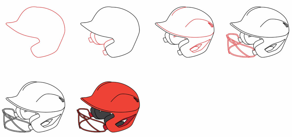 How to draw a softball helmet