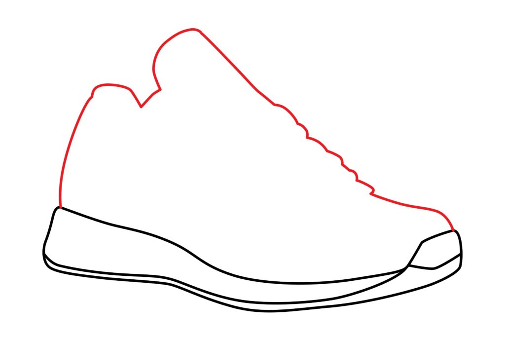 How to draw the upper part of the tennis shoe