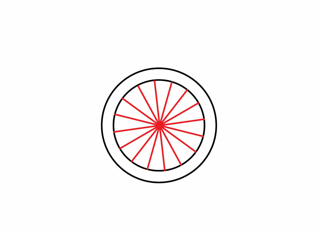 How to draw wheel spoke of a unicycle