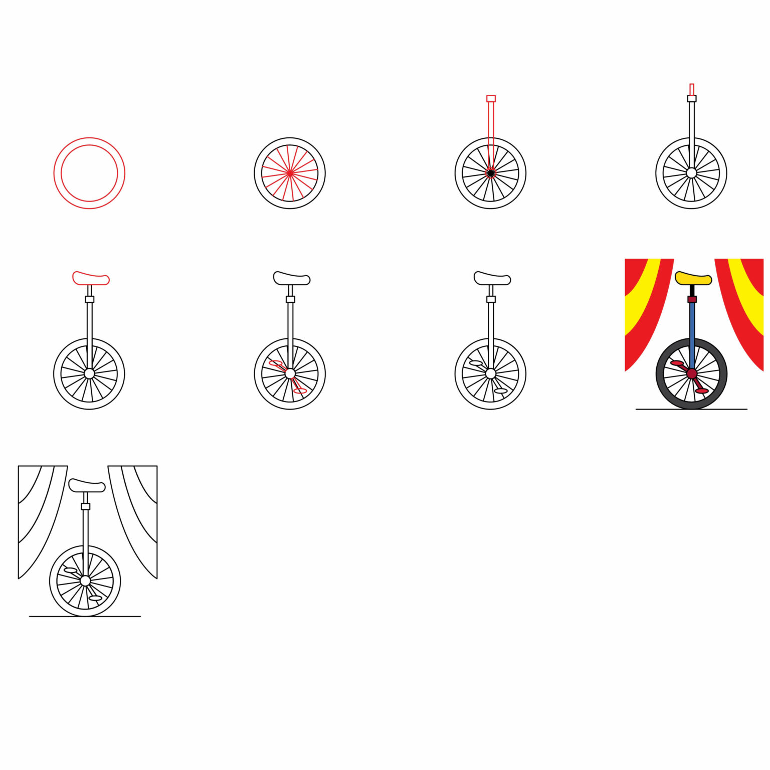 How To Draw A Unicycle In 7 Steps