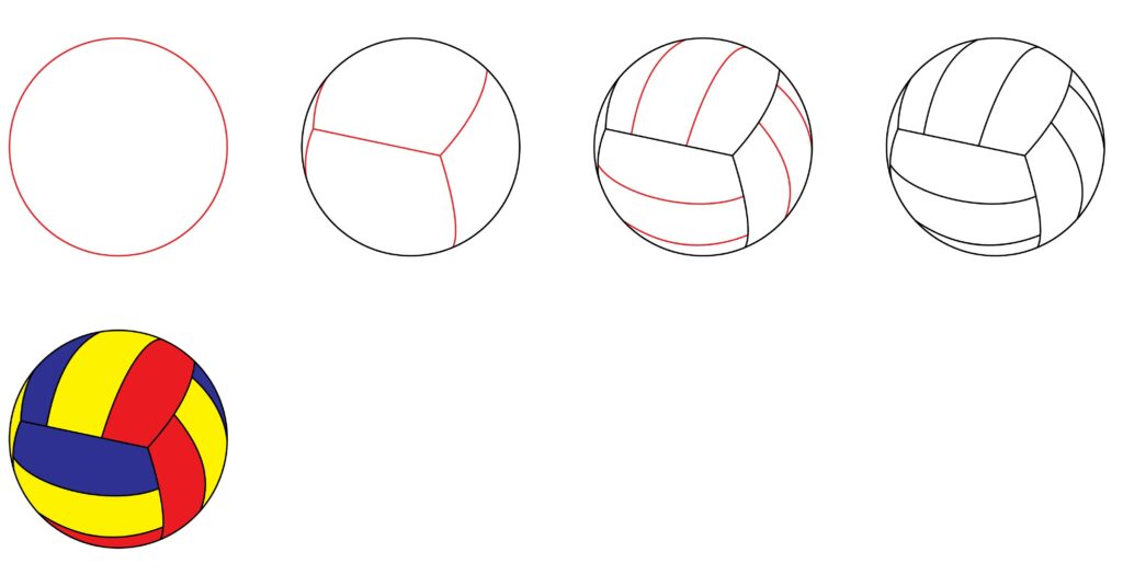 How to draw a volleyball | 3 simple steps guide