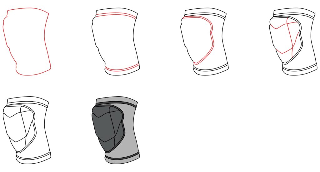 how to draw volleyball knee pad steps