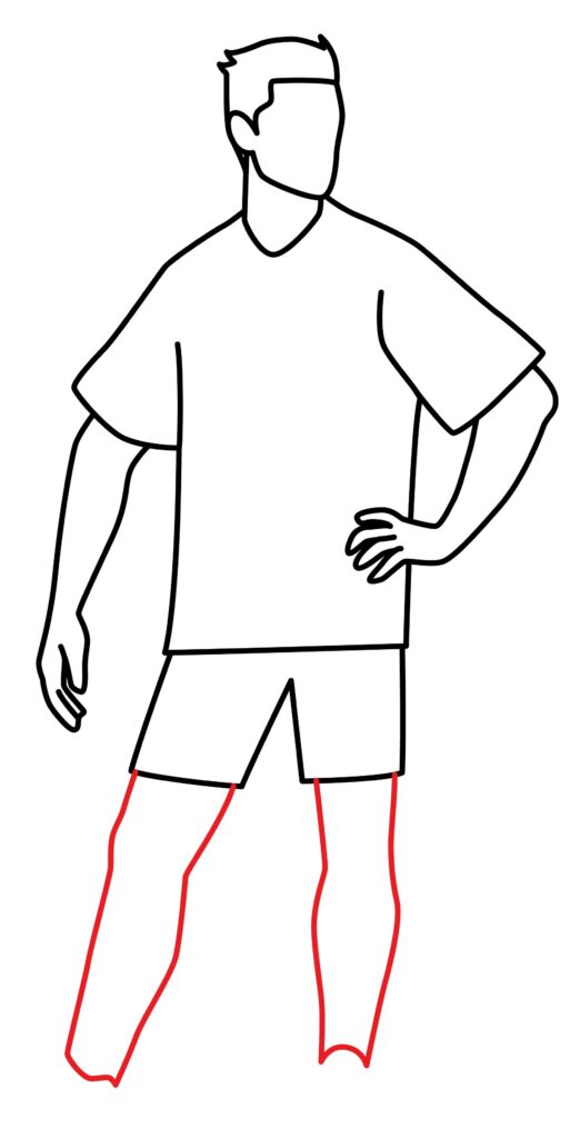 How to draw the legs of the volleyball coach