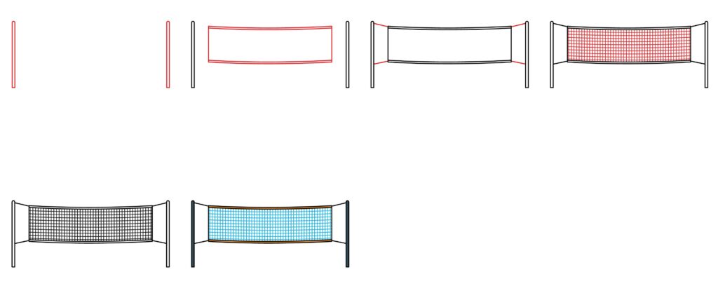 How to draw volleyball net