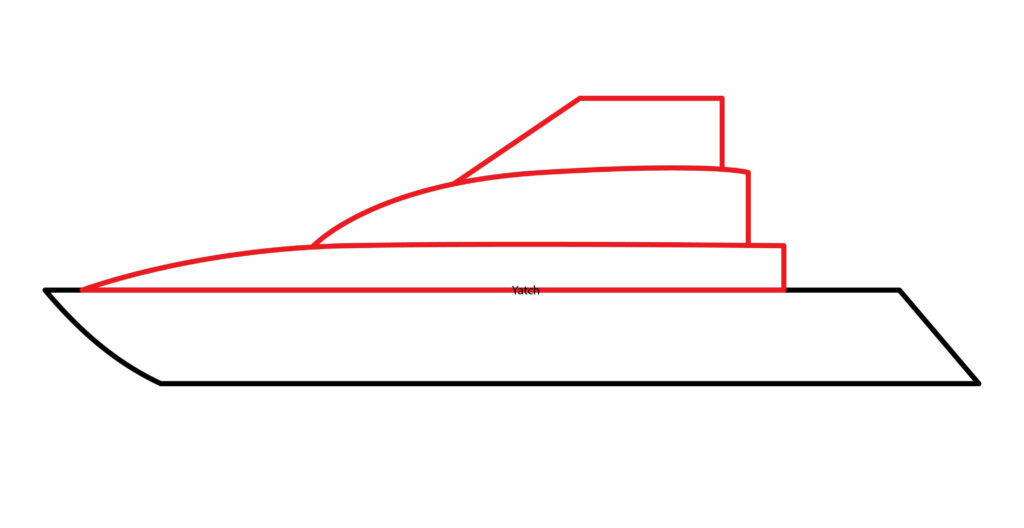 How to draw the deck and cabin of the yacht