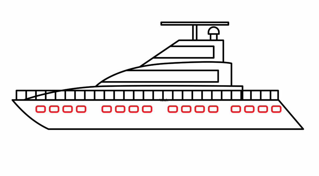 How to draw windows on the hull of a yacht