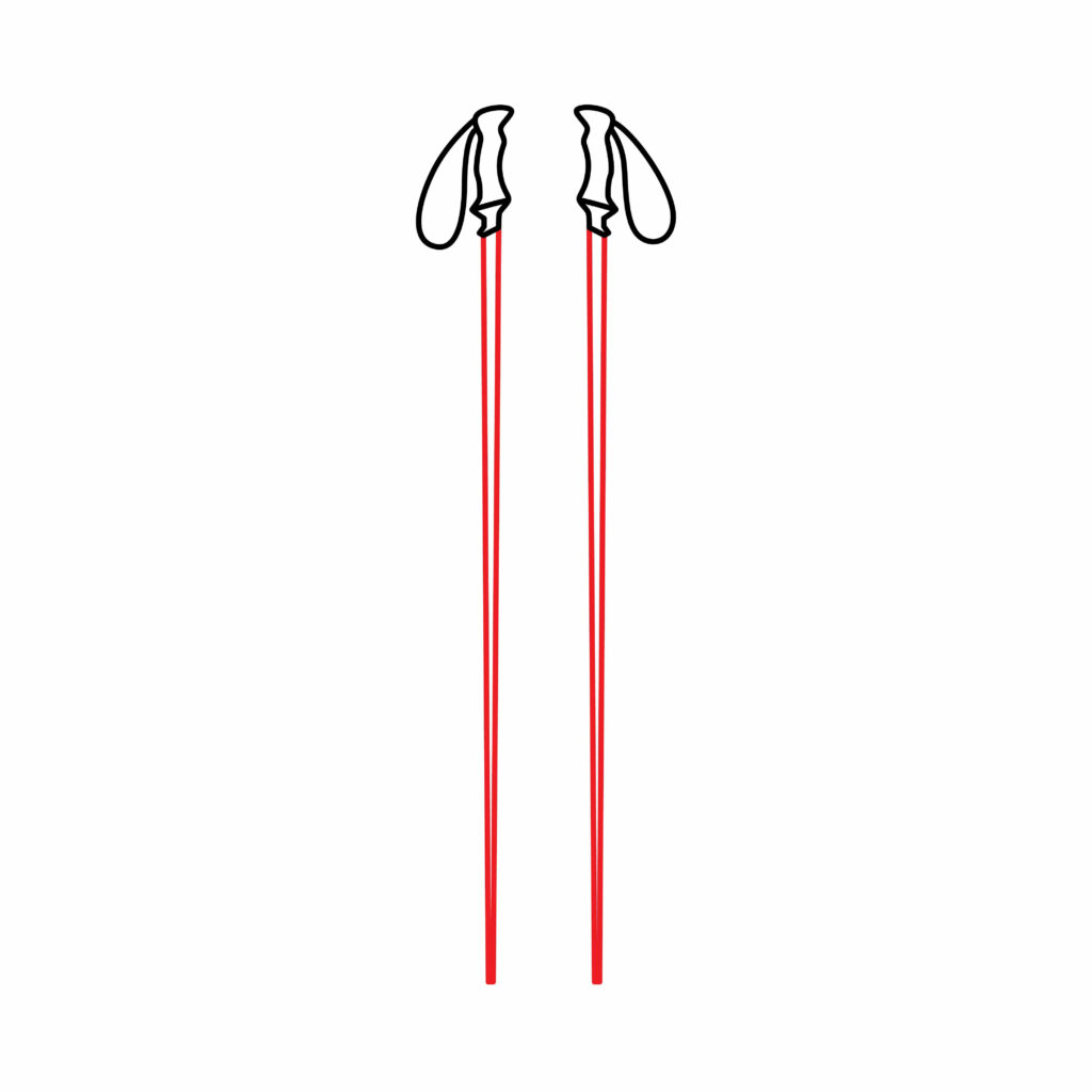 How to Draw the Ski Pole Shafts